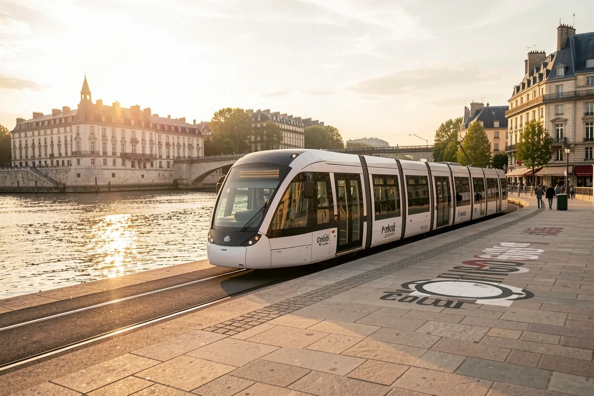 Tramway sur les quais de Bordeaux à proximité des Chartrons